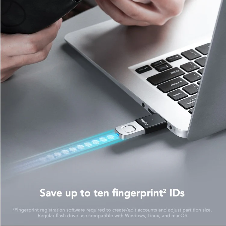 Lexar JumpDrive Fingerprint F35 PRO 128GB USB 3.2 Gen 1 Type-A 400MB/s Read Flash Drive (LJDF35P128G-RNBNG) - Image 5