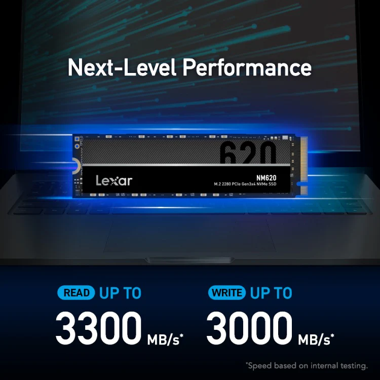 Lexar NM620 M.2 2280 3500MB/s Read PCIe Gen3x4 NVMe SSD (256GB, 512GB, 1TB, 2TB) (LNM620X512G-RNNNG, LNM620X001T-RNNNG, LNM620X002T-RNNNG) - Image 3