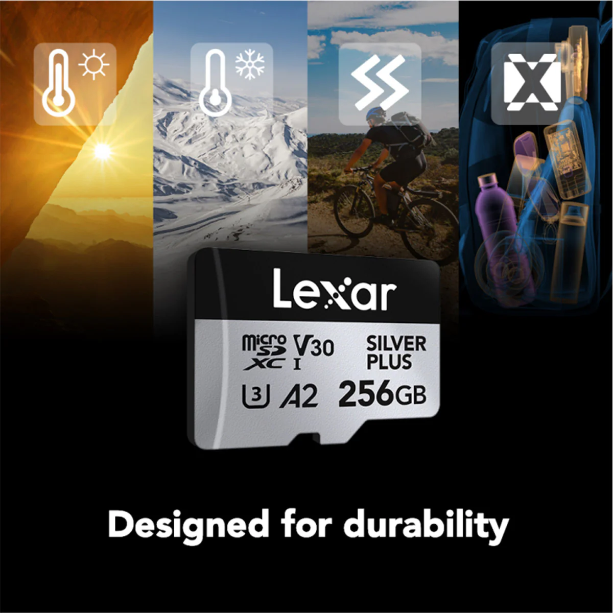 Lexar Professional Silver Plus microSDXC UHS-I C10 U3 V30 A2 205MB/s Read Memory Card (64GB, 128GB, 256GB) - Image 3