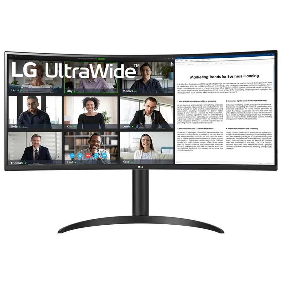 LG 34WR55QK-B 34" Ultrawide WQHD (3440x1440) 100Hz 5ms GTG VA Curved Monitor w/ USB Type-C - Image 2