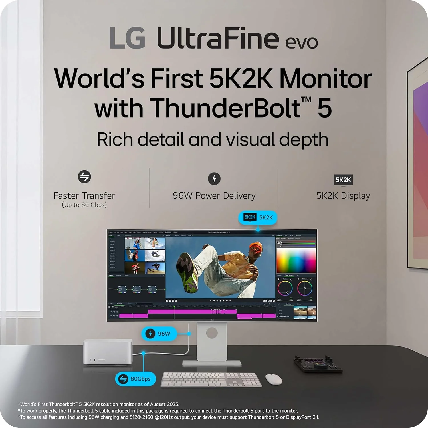 LG UltraFine 40U990A-W 5K2K 40" WUHD (5120x2160) 120Hz 5ms GtG Nano IPS Gaming Monitor with Thunderbolt 5 PD 96W and Height, Tilt & Swivel Adjustment (White) - Image 10