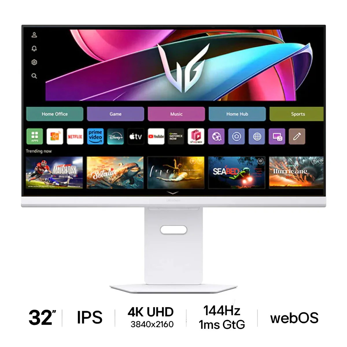 LG UltraGear 32G810SA-W 32" Ultragear 4K UHD (3840x2160) 144Hz 1ms GTG G-Sync DisplayHDR 400 With Tilt/Height/Swivel/Pivot + Speaker And Webos 24 With LG AI Smart Gaming Monitor