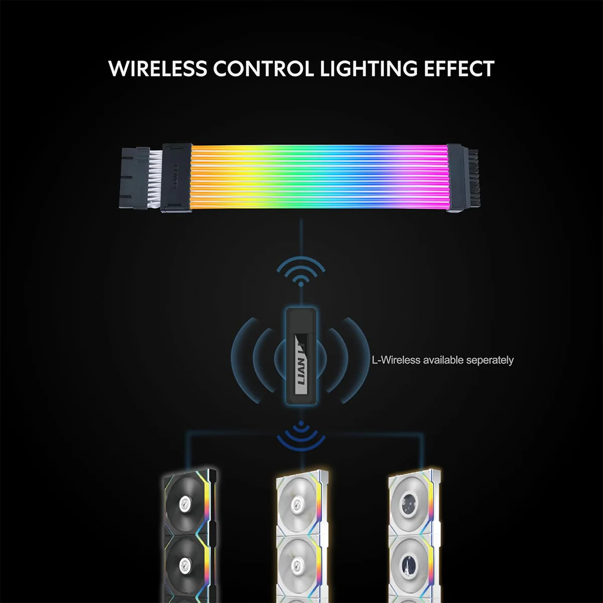 Lian Li Strimer Wireless 24P RGB 260mm Extension Cable (Black) (PW24-1W) - Image 4
