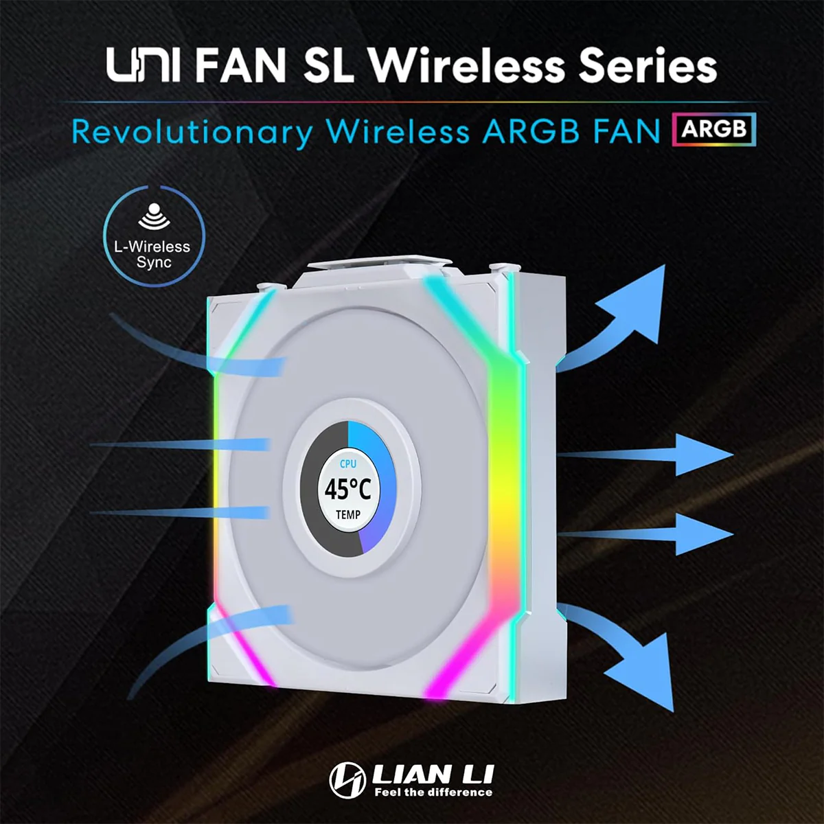 Lian Li Uni Fan SL Wireless LCD 120 ARGB Reverse Blade with L-Wireless Controller - Triple Pack (Black, White) - Image 10