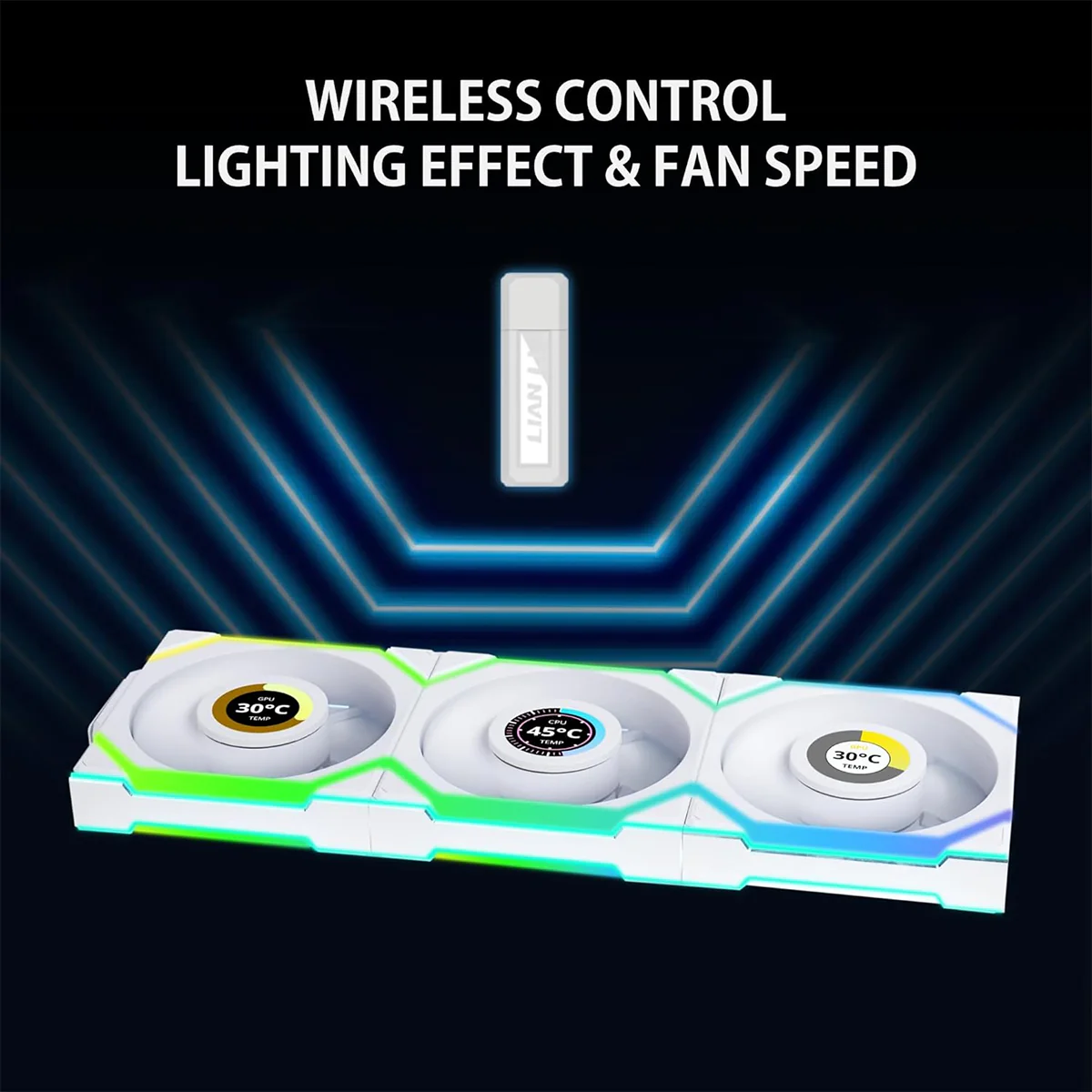 Lian Li Uni Fan SL Wireless LCD 120 ARGB Reverse Blade with L-Wireless Controller - Triple Pack (Black, White) - Image 13