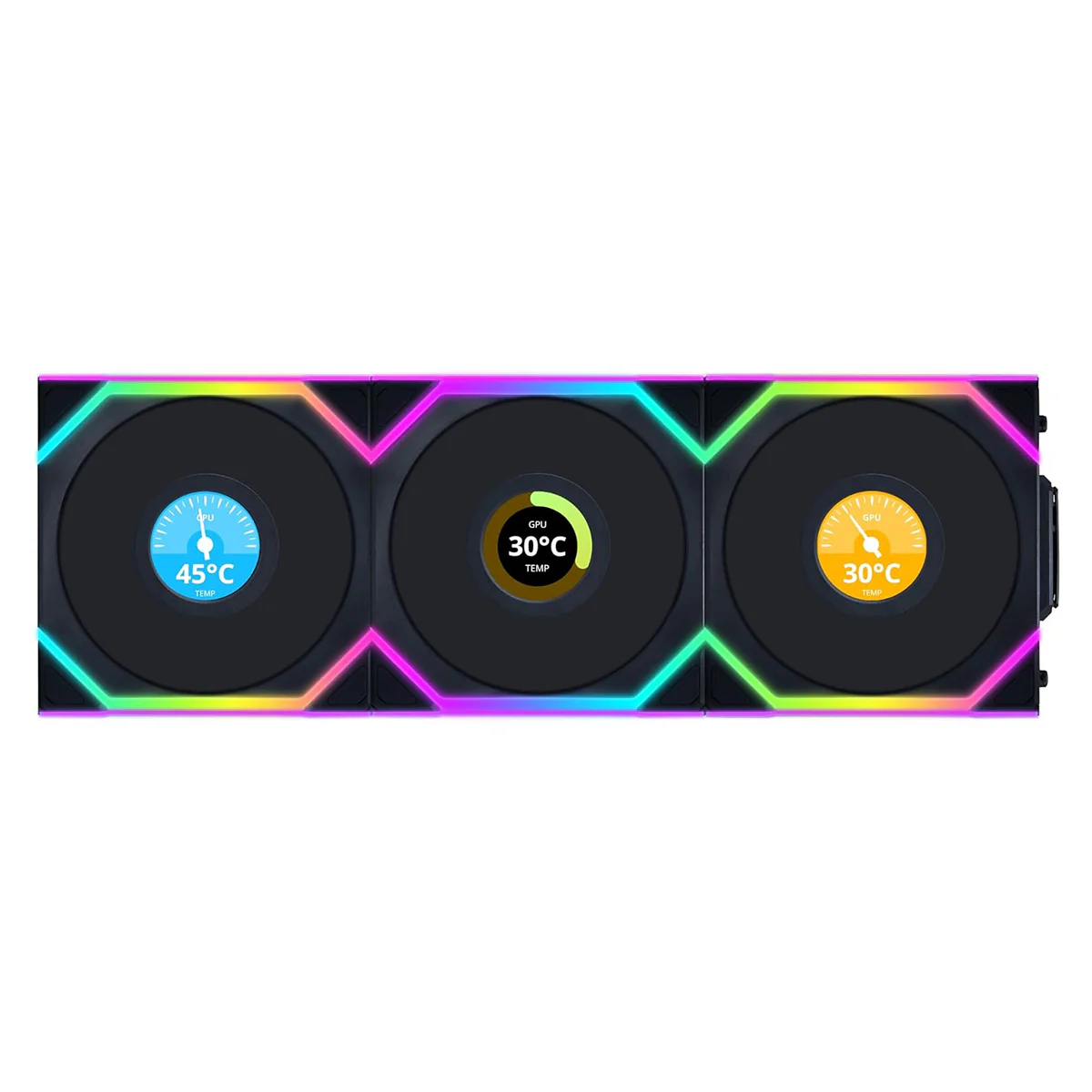 Lian Li Uni Fan SL Wireless LCD 120 ARGB Reverse Blade with L-Wireless Controller - Triple Pack (Black, White) - Image 4