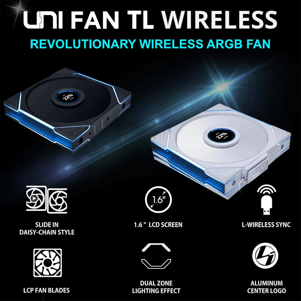 Lian Li Uni Fan TL Wireless 140mm Revolutionary Wireless Reverse Blade ARGB Fan - Single Pack (White) (14RTLLCD1W1W) - Image 2