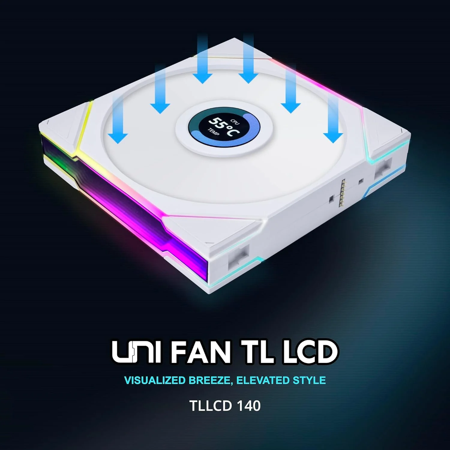 Lian Li Uni Fan TL Wireless LCD 120mm Reverse Blade Revolutionary ARGB Single Fan (Black, White) - Image 6