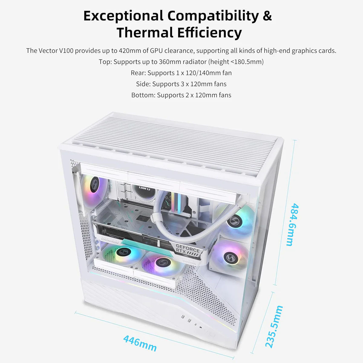 Lian Li V100 Vector ATX Mid-Tower Case (White) (G99.V100W.00) - Image 3