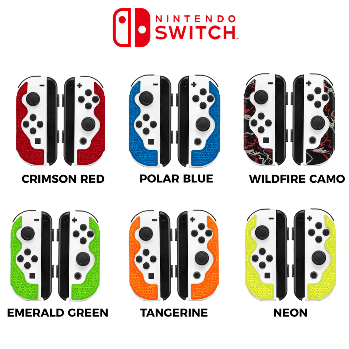 Lizard Skins DuraSoft Polymer Controller Grip 0.5MM for Switch JoyCon (Polar Blue, Crimson Red, Neon, Emerald Green, Tangerine, Wildfire Camo)