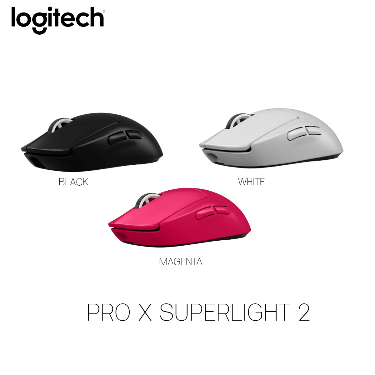 Logitech G Pro X Superlight 2 Lightspeed Wireless Gaming Mouse (Black, White, Magenta)
