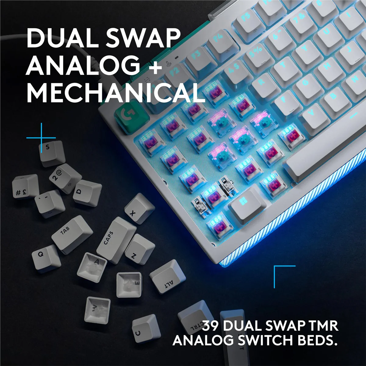 Logitech G512 X 75 Dual Swap TMR Analog/Mechanical 8k Gaming Keyboard (White) (920-013962) - Image 2