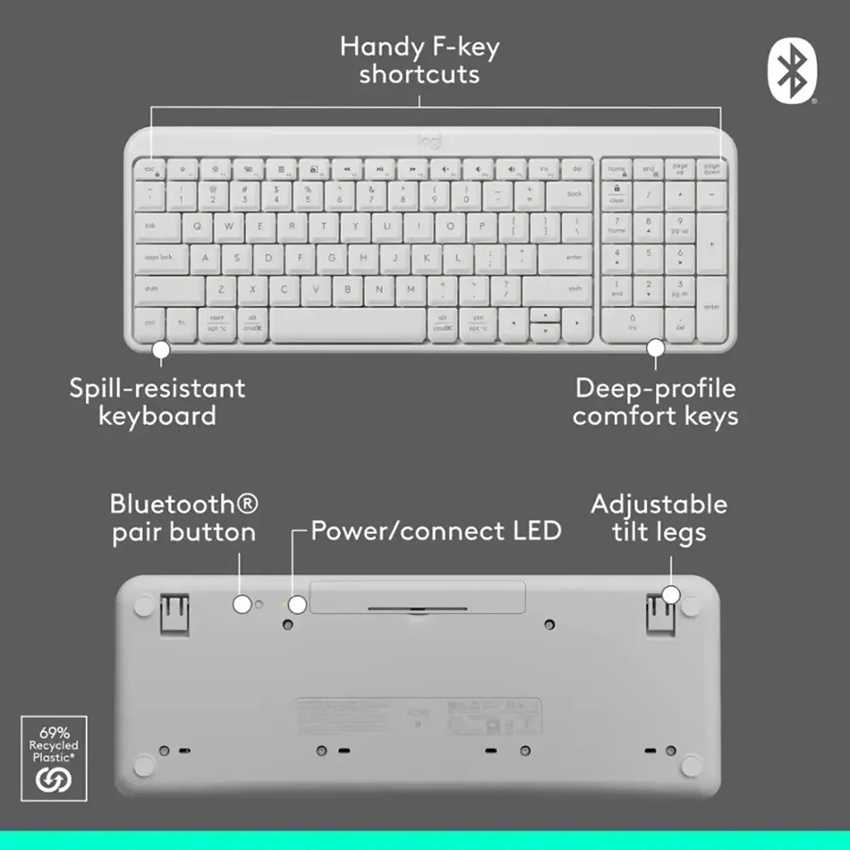 Logitech MK250 Compact Wireless Mouse and Keyboard (Off-White) (920-013560) - Image 8
