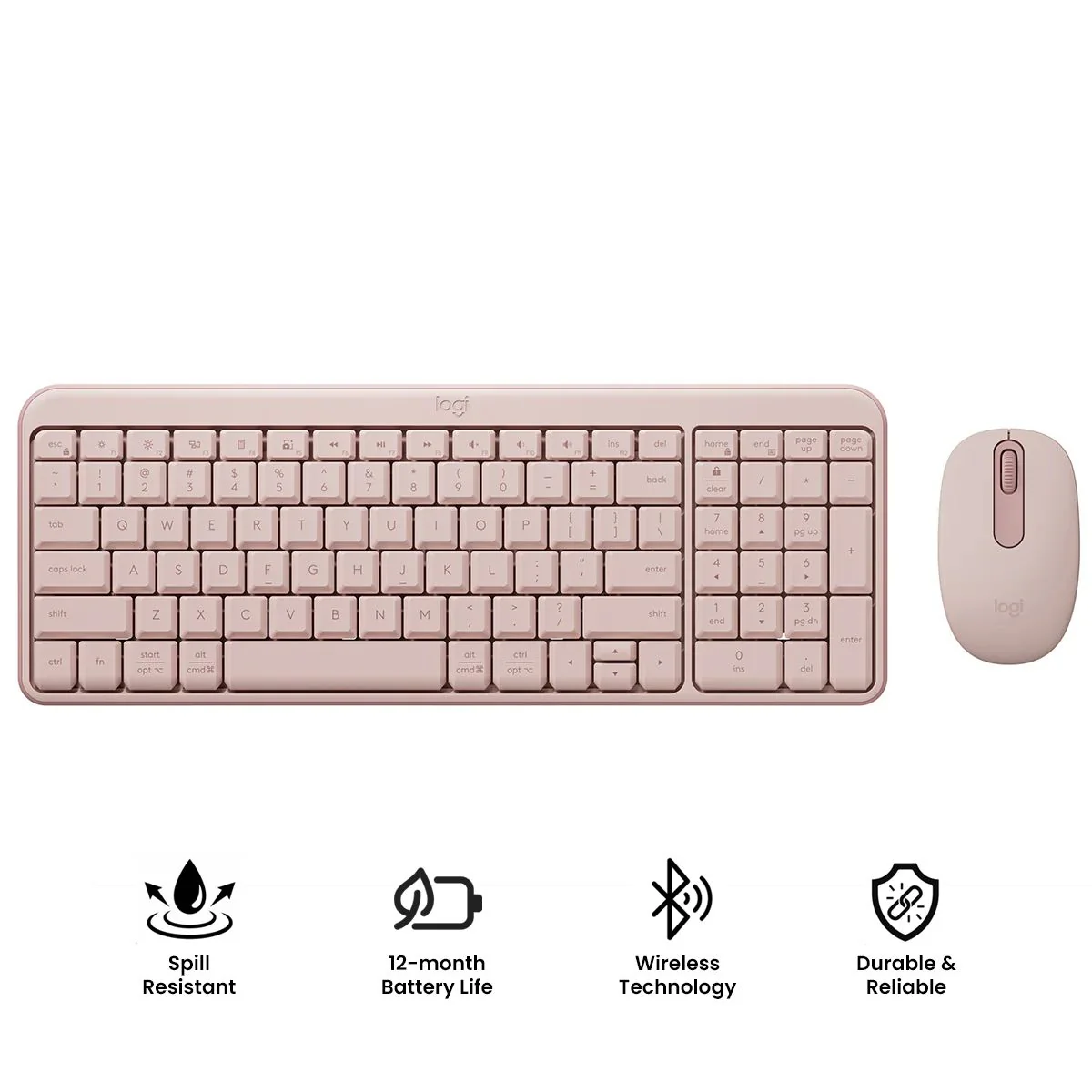 Logitech MK250 Compact Wireless Mouse and Keyboard (Rose) (920-013561)