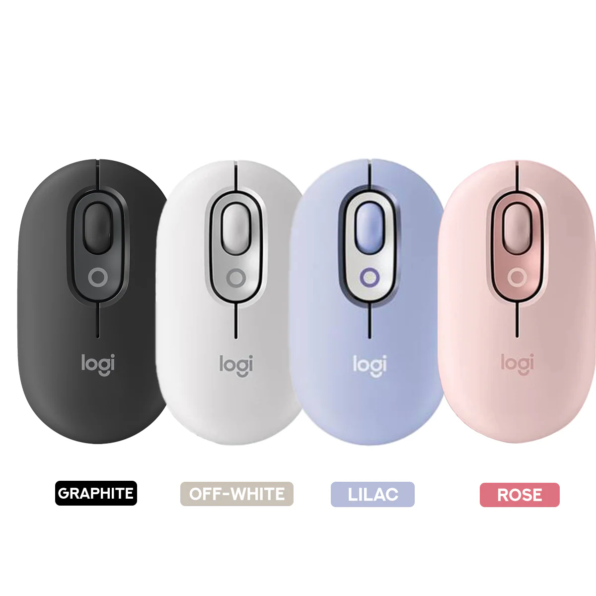 Logitech Pop Mouse Wireless With Customizable Emoji (Graphite, Off-White, Lilac, Rose)