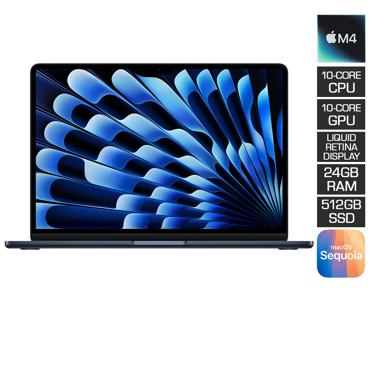 MacBook Air 13" 24GB+512GB M4 Chip with 10-Core CPU & 10-Core GPU (Midnight) (MC6C4PP/A)