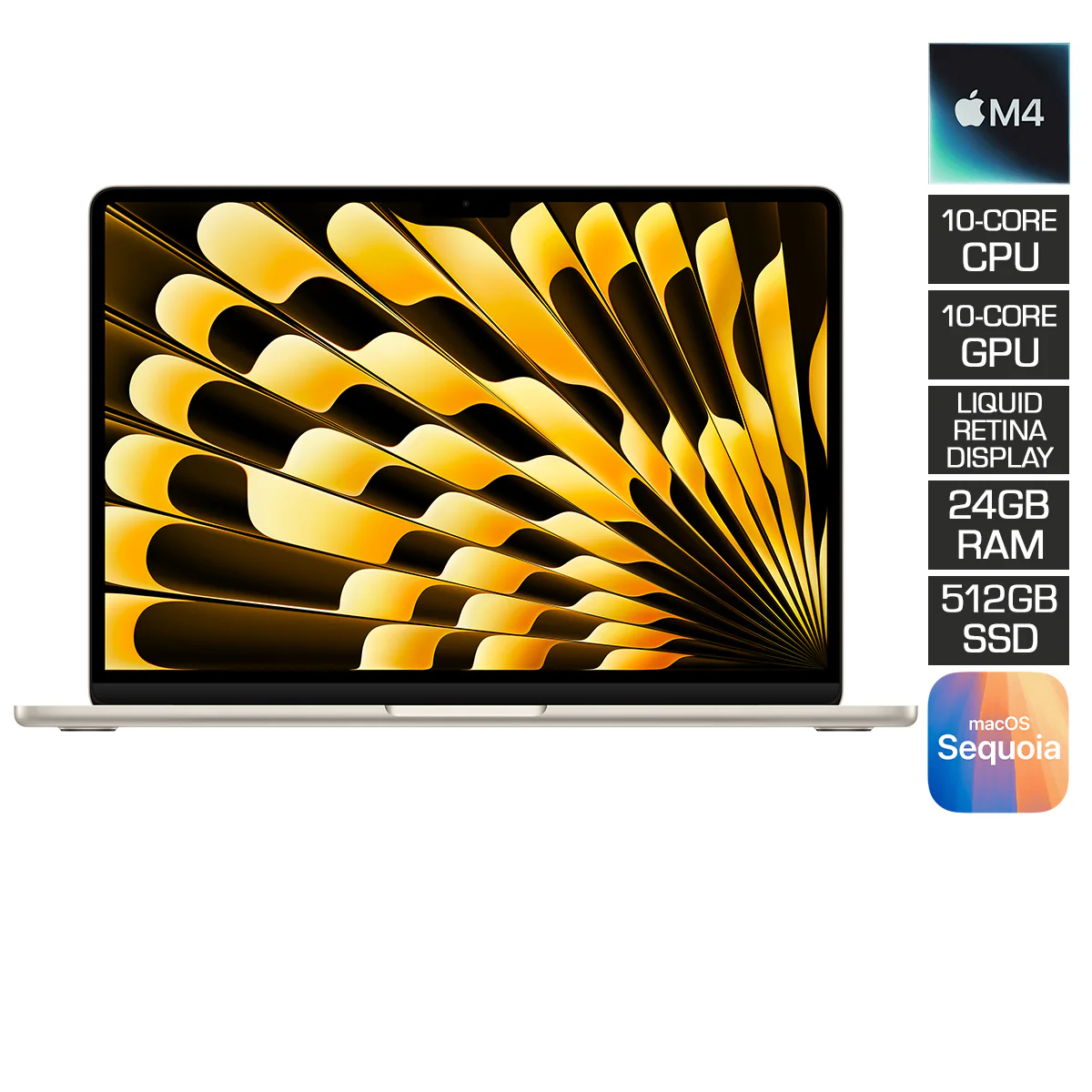 MacBook Air 13" 24GB+512GB M4 Chip with 10-Core CPU & 10-Core GPU (Starlight) (MC6A4PP/A)
