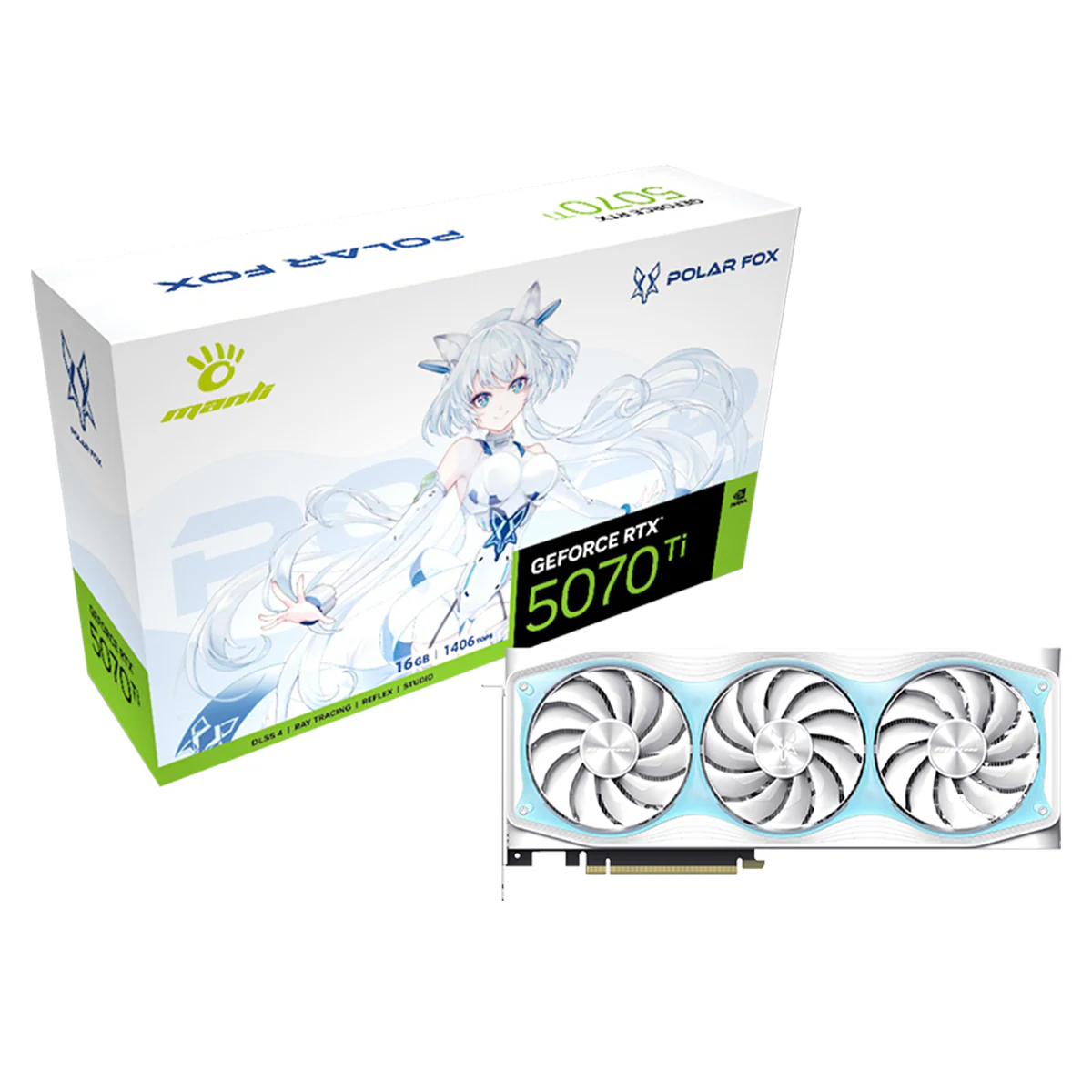 Manli Polar Fox GeForce RTX 5070 TI OC 16GB GDDR7 RGB Triple Cooler Graphics Card (M-N507TIPO/D716G-M3644) - Image 7