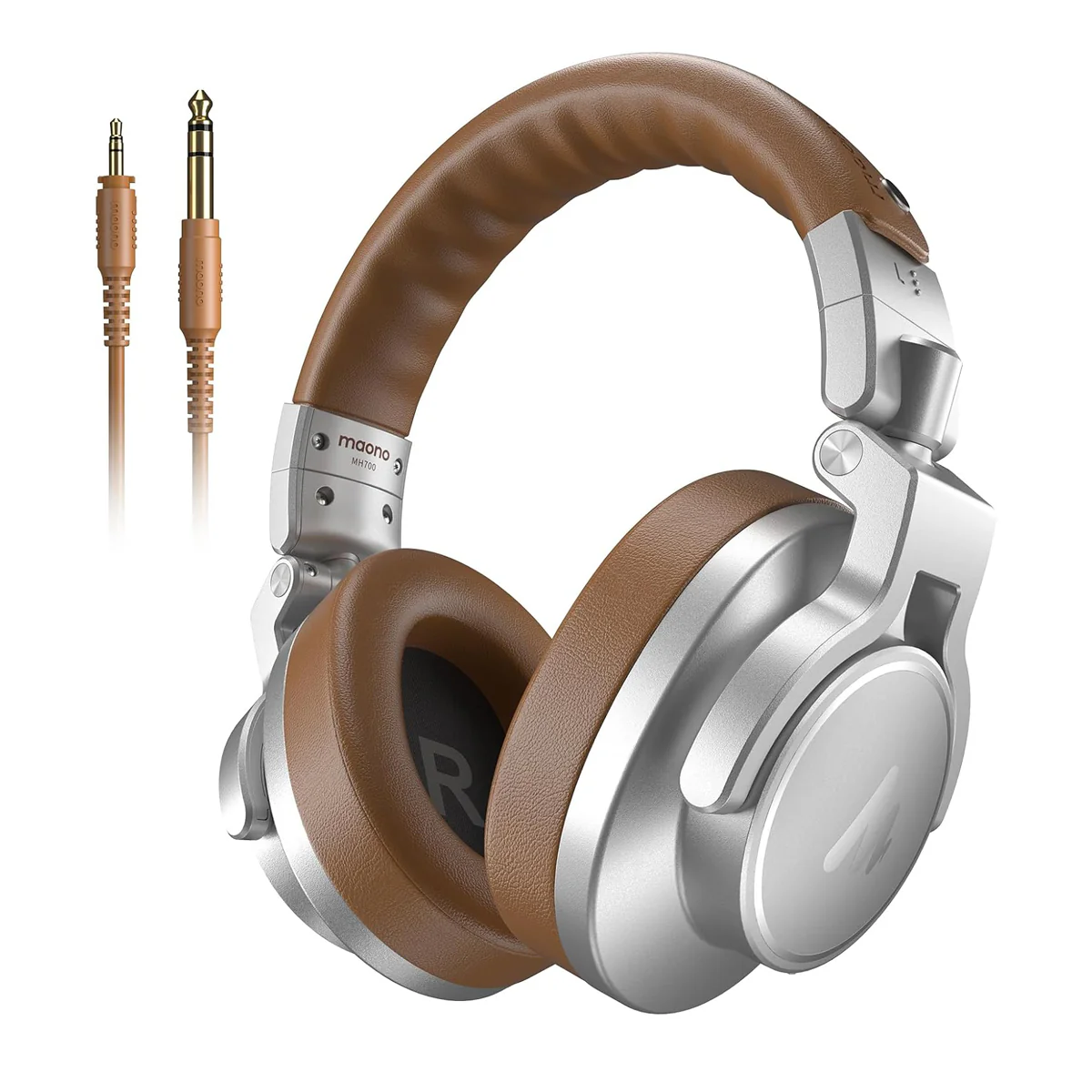 Maono MH700 Professional Studio Monitoring Headphones (Silver/Brown, Black) - Image 11