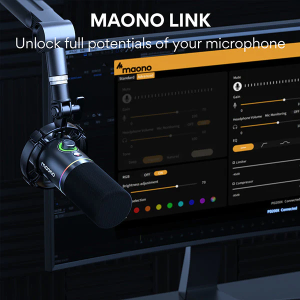 Maono PD200X USB/XLR Podcast Dynamic Microphone (Black, White) - Image 3