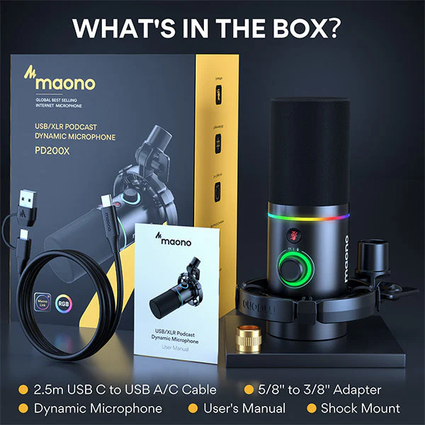 Maono PD200X USB/XLR Podcast Dynamic Microphone (Black, White) - Image 8