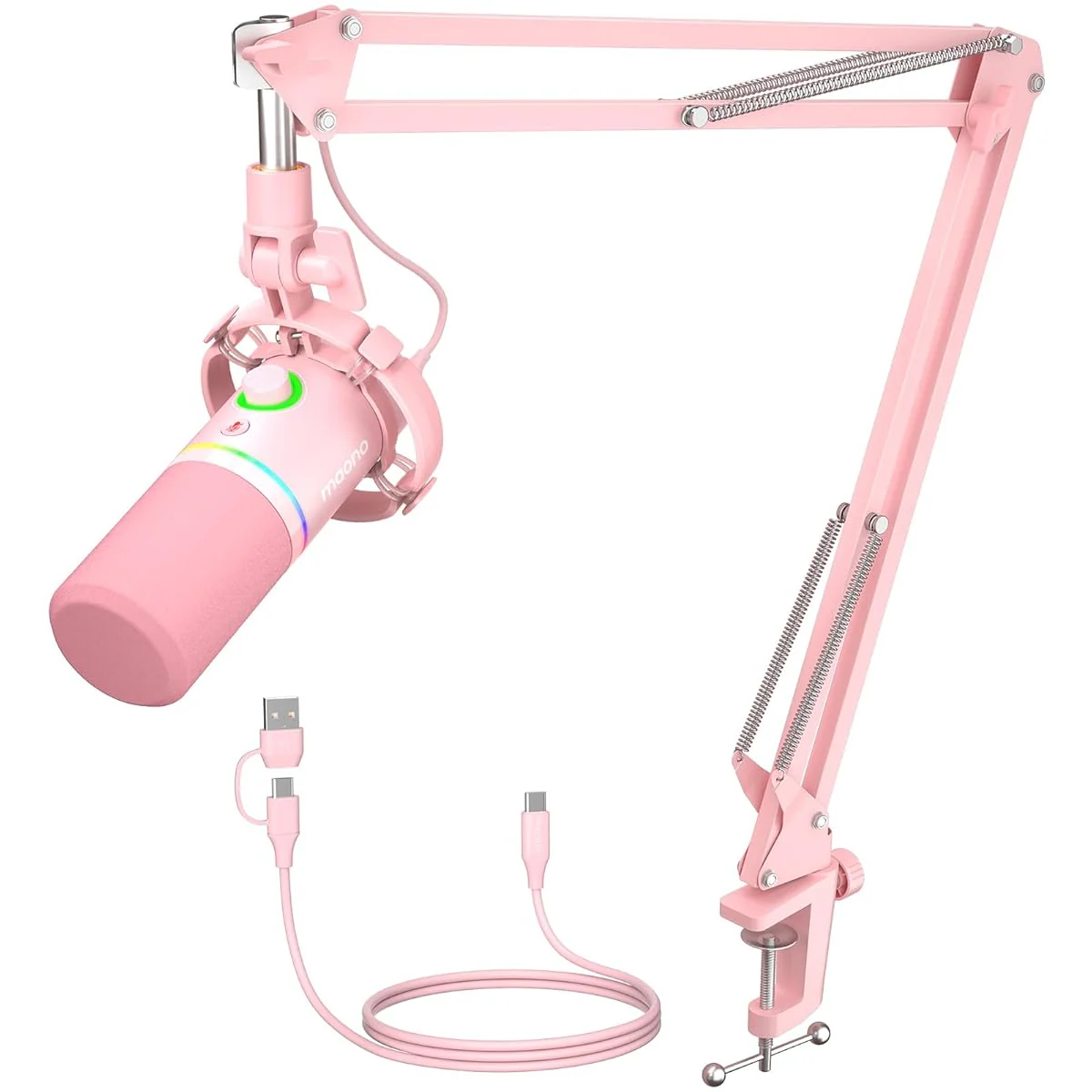 Maono PD200XS USB/XLR Podcast Dynamic Microphone Set with Boom Arm (Black, White, Pink) - Image 11