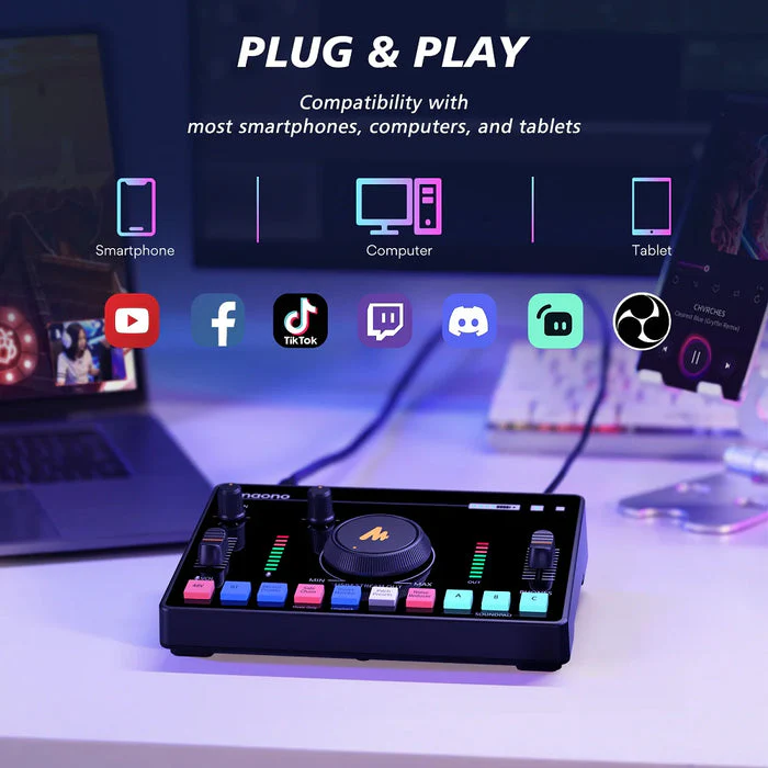 Maonocaster AMC2 Neo One-Stop Streaming Audio Mixer & Sound Card (Black, White) - Image 9