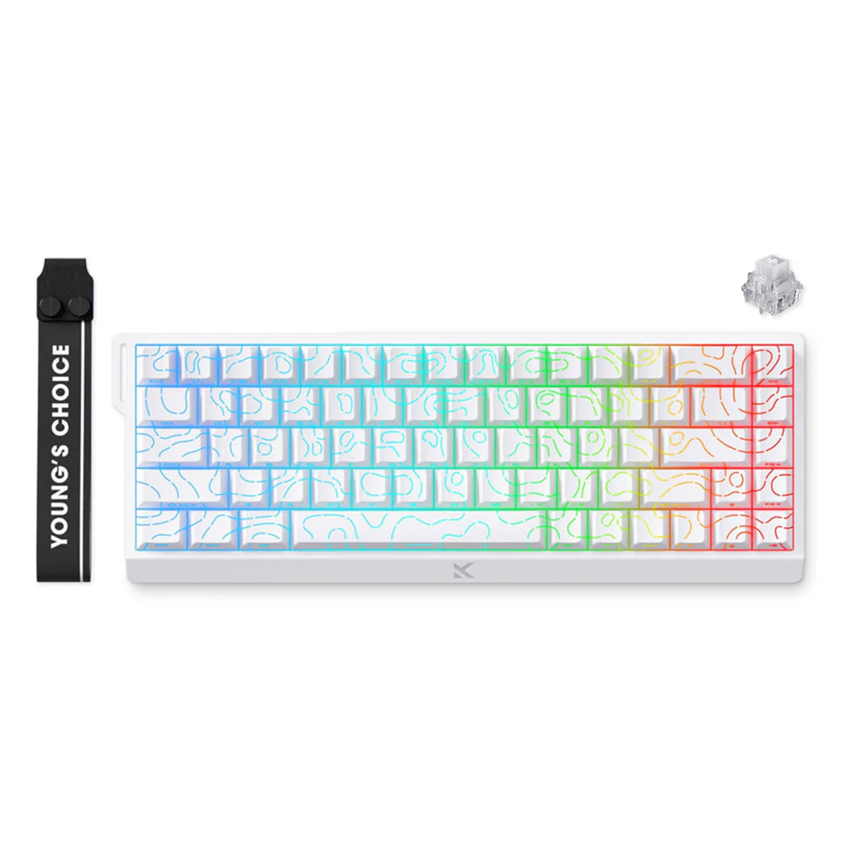 MCHOSE Ace 68 Esports Edition RGB Hot-Swappable Gaming Keyboard (White Contour Lines) (Ice Rhino Magnetic Switch) - Image 2