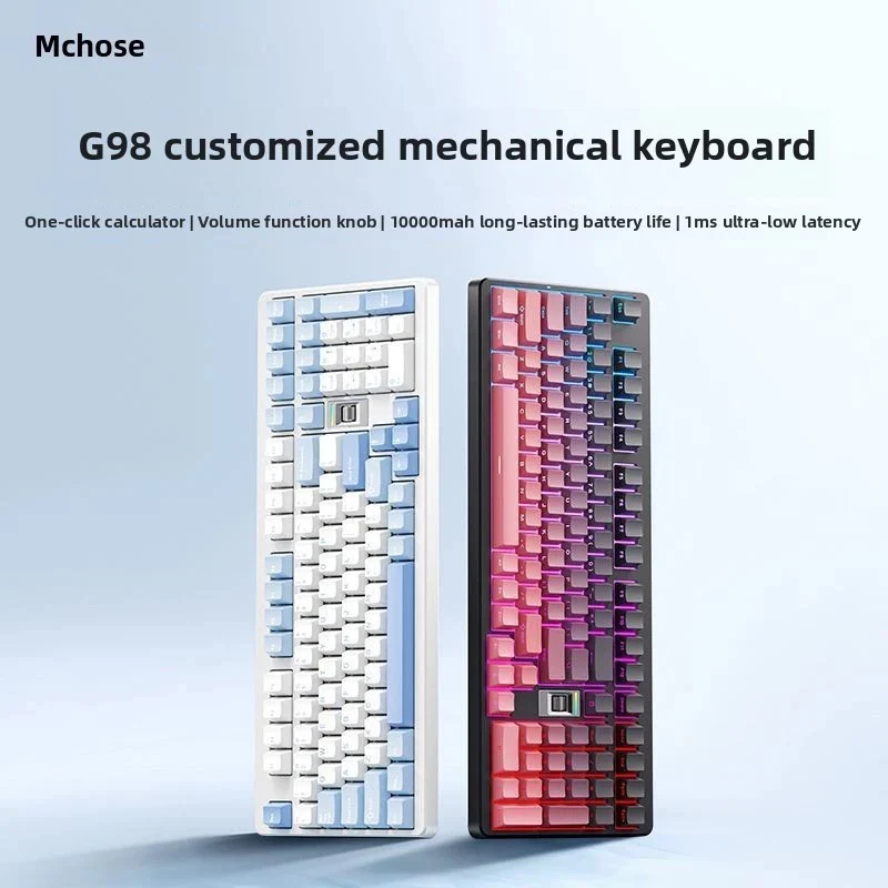 MCHOSE G98 V2 RGB Tri-Mode Hot-Swappable Mechanical Keyboard (Black/Pink) (Snow Tiger Switch) - Image 3
