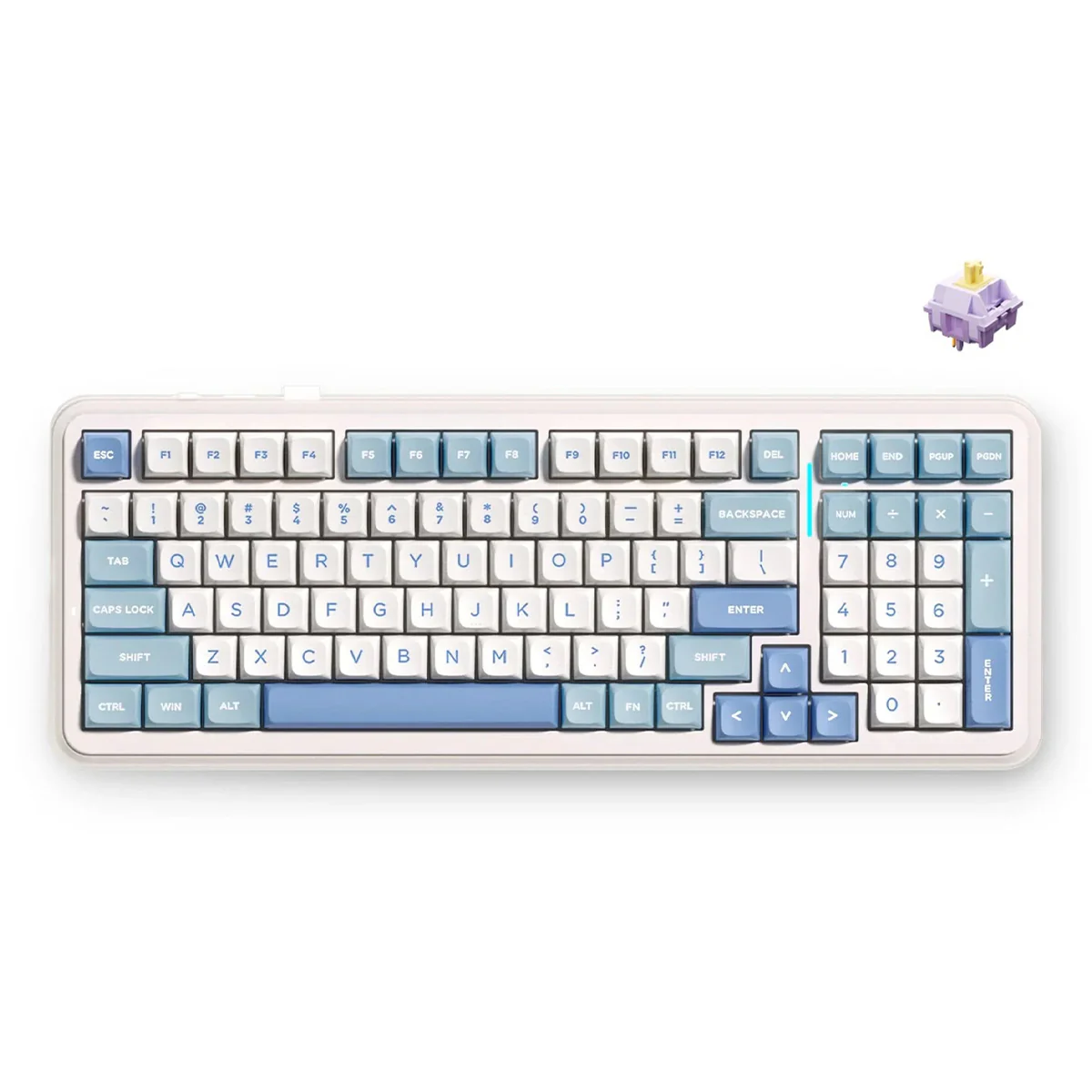 MCHOSE K99 V2 RGB Tri-Mode Hot-Swappable Mechanical Keyboard (Sky Blue) (Hyacinth Purple Switch) - Image 5