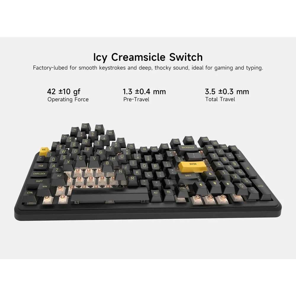 MCHOSE K99 V3 RGB Tri-Mode Hot-Swappable Mechanical Keyboard (Black Gold) (Icy Creamsicle Switch) - Image 5