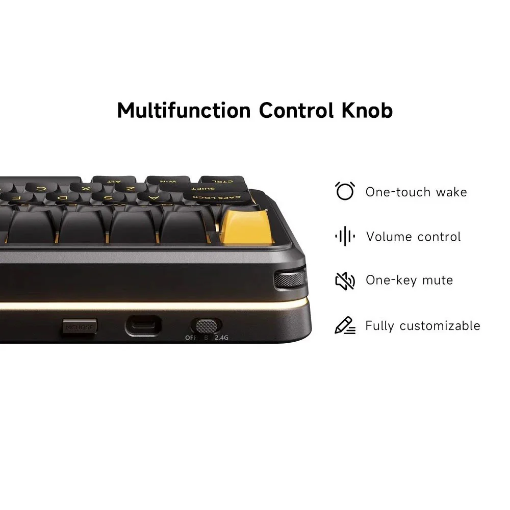 MCHOSE K99 V3 RGB Tri-Mode Hot-Swappable Mechanical Keyboard (Black Gold) (Icy Creamsicle Switch) - Image 7
