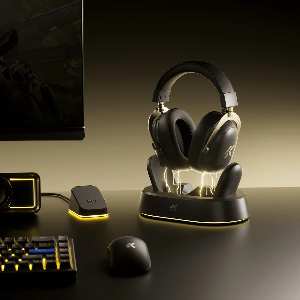 MCHOSE V9 Turbo RGB Wireless Gaming Headset (Black/Gold, White/Gold) - Image 10