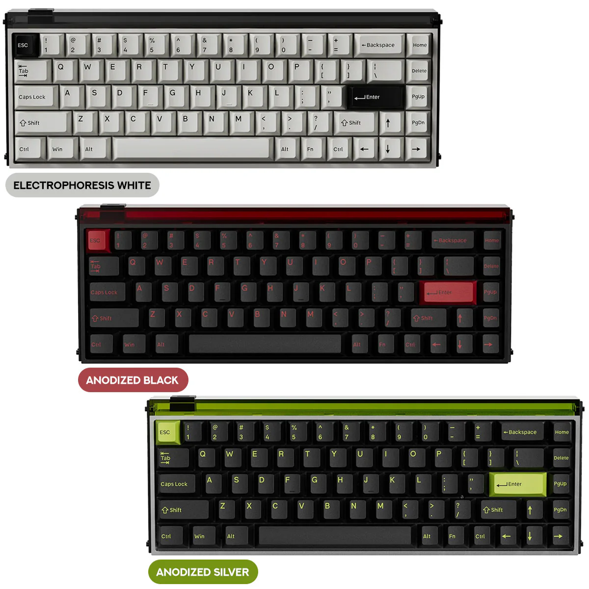 MelGeek MADE68 Ultra DIY Aluminum Alloy Case Magnetic Gaming Keyboard (Electrophoresis White, Anodized Black, Anodized Silver)