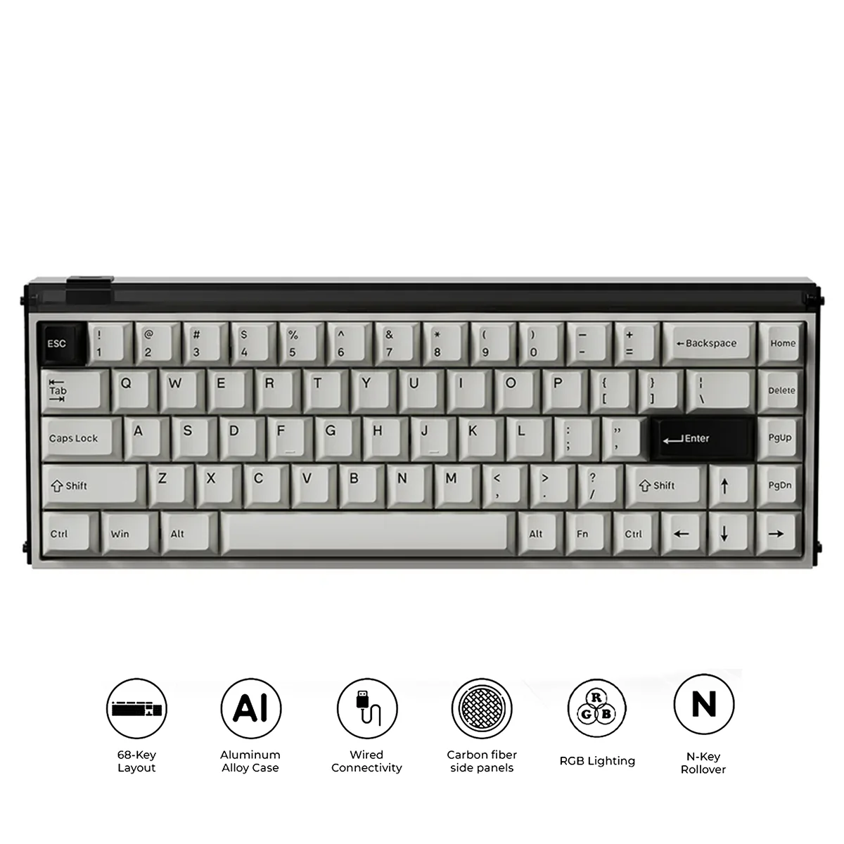 MelGeek MADE68 Ultra DIY Aluminum Alloy Case Magnetic Gaming Keyboard (Electrophoresis White, Anodized Black, Anodized Silver) - Image 2