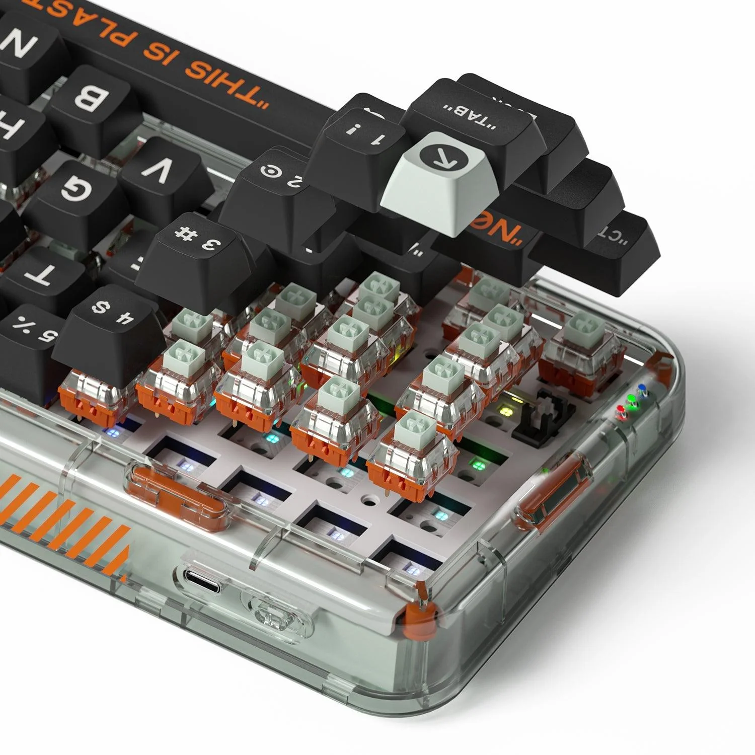 MelGeek MOJO68 Plastic Dark Night See-Through Custom Programmable Mechanical Keyboard (Kailh Custom Plastic Switch) - Image 16