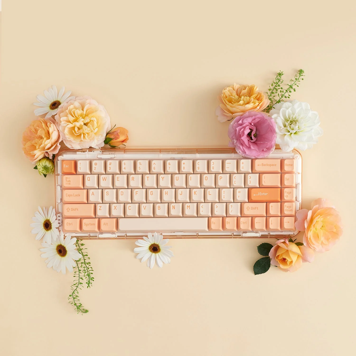 MelGeek MOJO68 Rose Custom & Programmable Mechanical Keyboard (Gateron Pro White) - Image 2