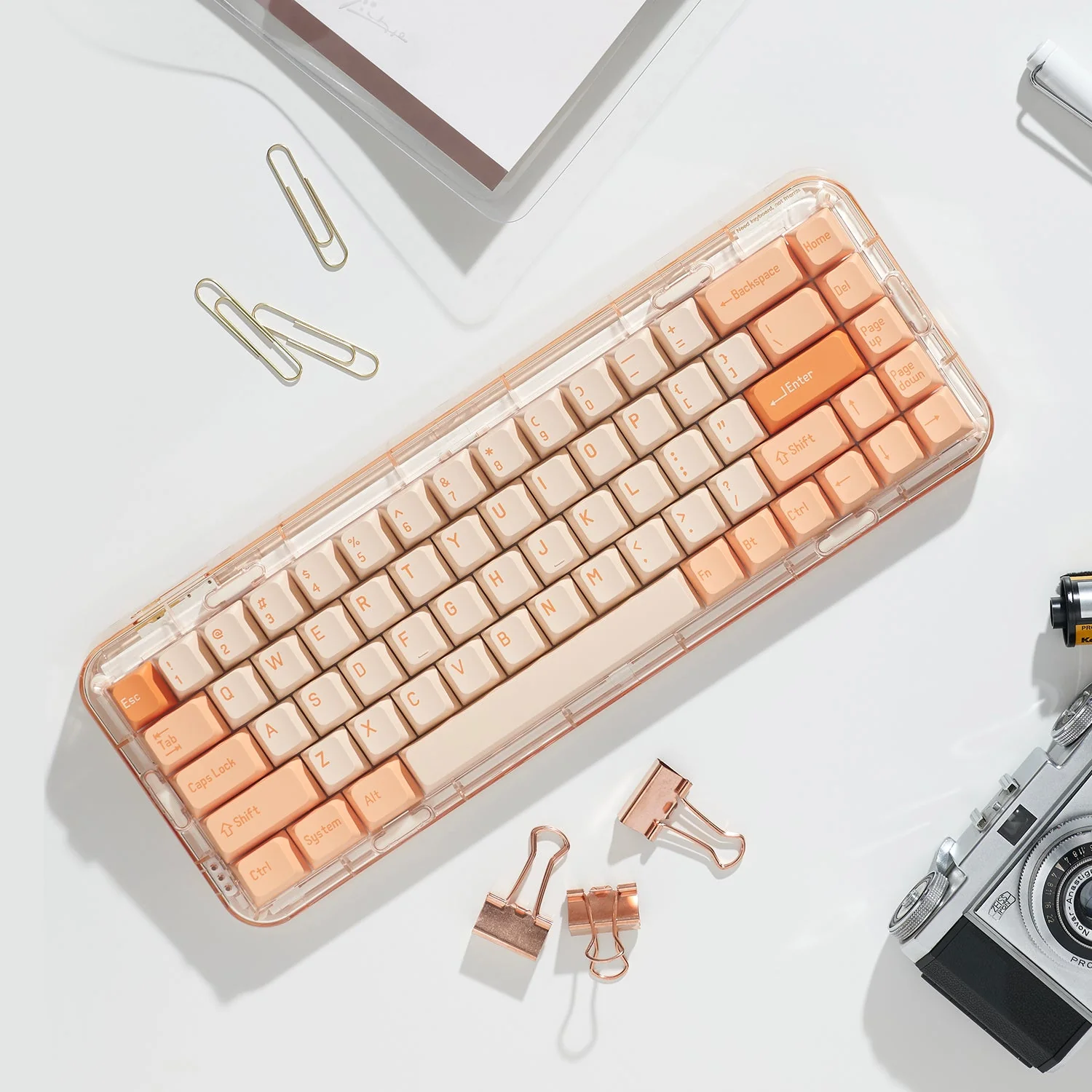 MelGeek MOJO68 Rose Custom & Programmable Mechanical Keyboard (Gateron Pro White) - Image 4
