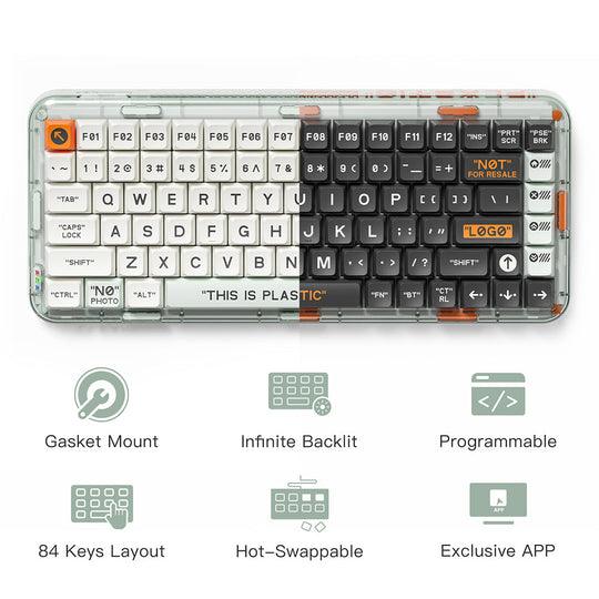 MelGeek MOJO84 Plastic See-Through Custom Programmable Mechanical Keyboard (Kailh Box Brown) - Image 5