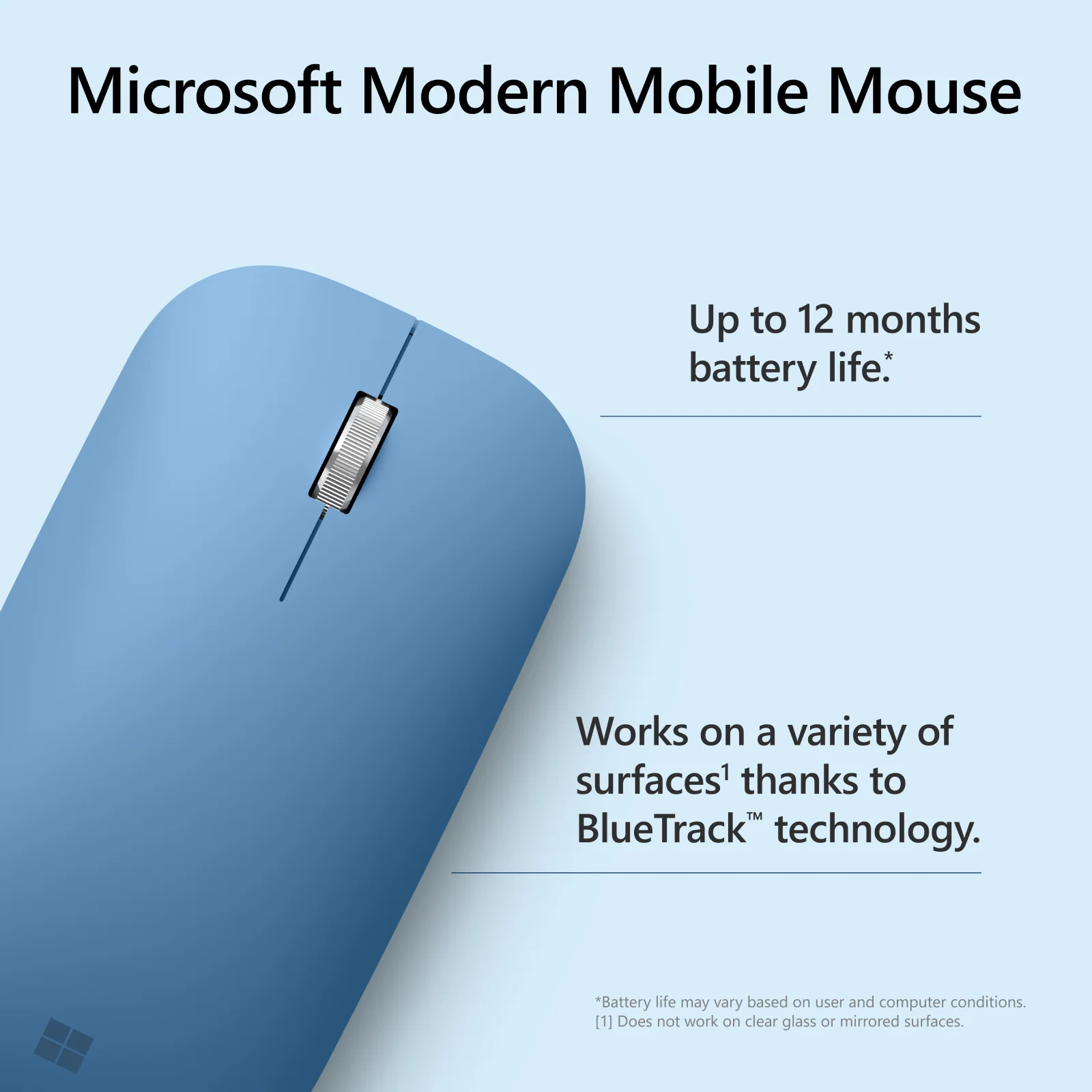 Microsoft Modern Bluetooth Mobile Mouse (Sapphire) (KTF-00077) - Image 4