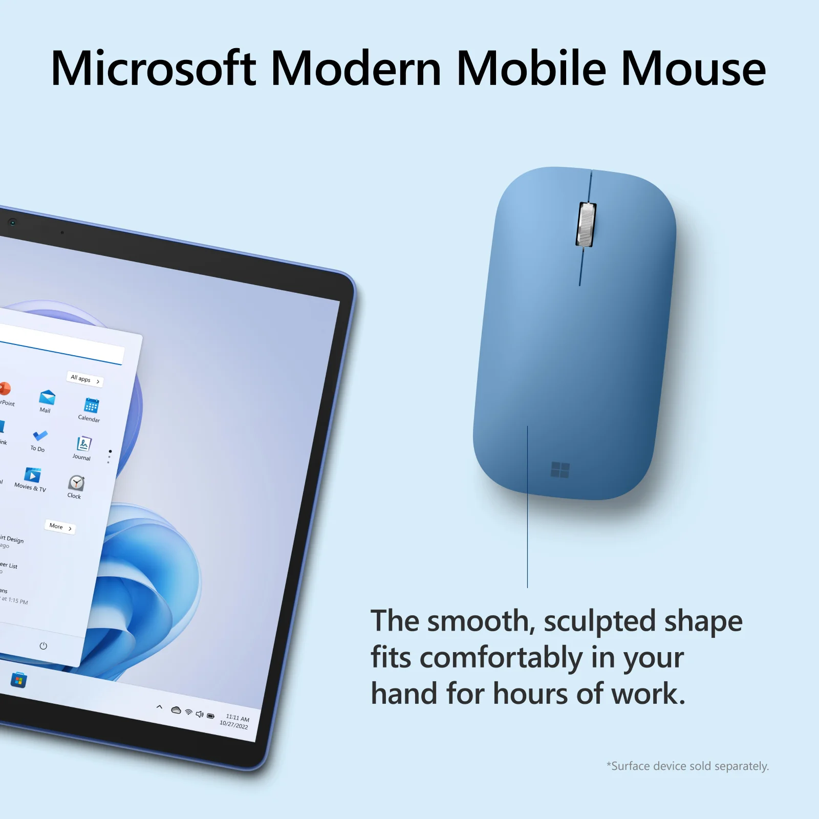 Microsoft Modern Bluetooth Mobile Mouse (Sapphire) (KTF-00077) - Image 5