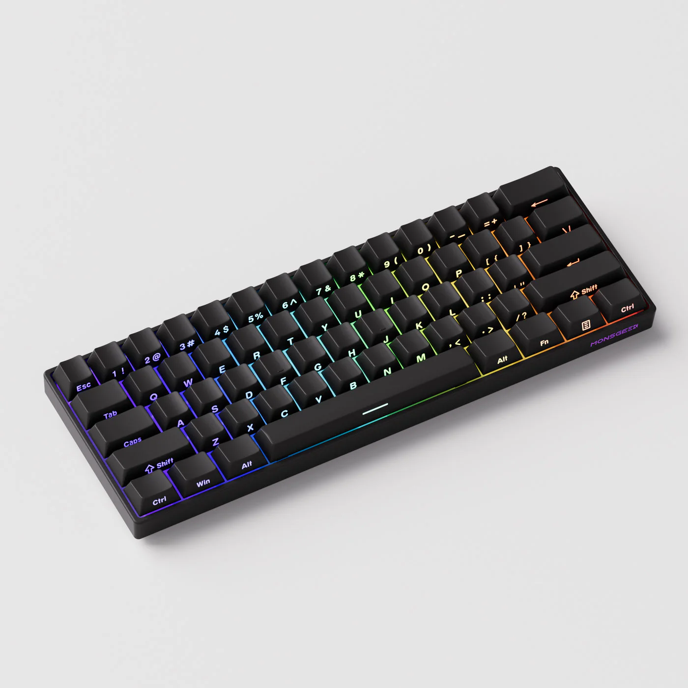 MonsGeek FUN60 Pro SP Shine-Through Black Multi-Mode RGB Mechanical Keyboard (Akko Glare Magnetic Switch) - Image 6