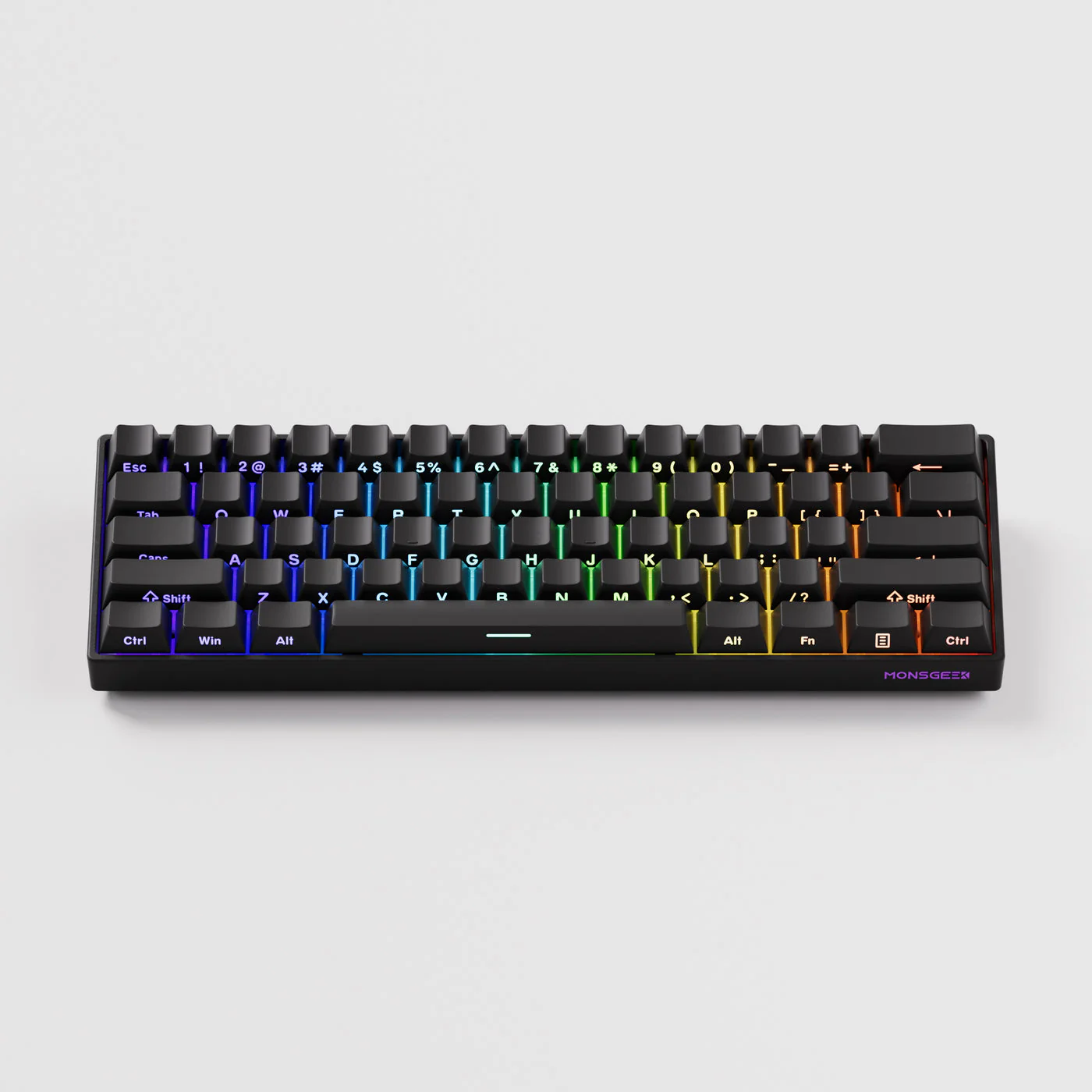 MonsGeek FUN60 Pro SP Shine-Through Black Multi-Mode RGB Mechanical Keyboard (Akko Glare Magnetic Switch) - Image 8