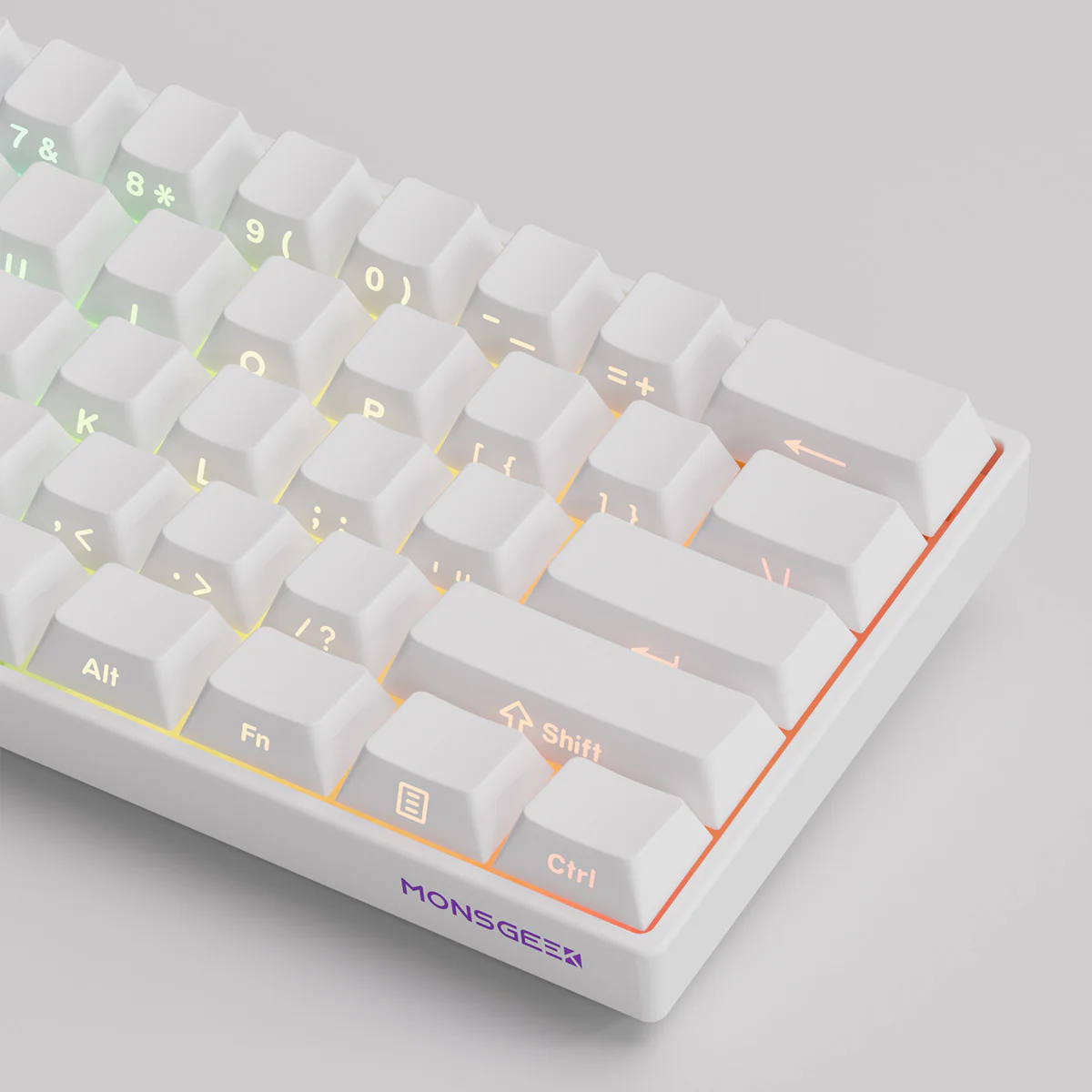 MonsGeek FUN60 Pro SP Shine-Through White Multi-Mode RGB Mechanical Keyboard (Akko Glare Magnetic Switch) - Image 3