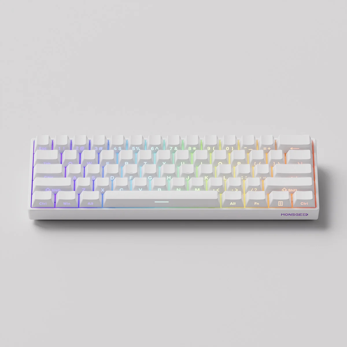 MonsGeek FUN60 Pro SP Shine-Through White Multi-Mode RGB Mechanical Keyboard (Akko Glare Magnetic Switch) - Image 7