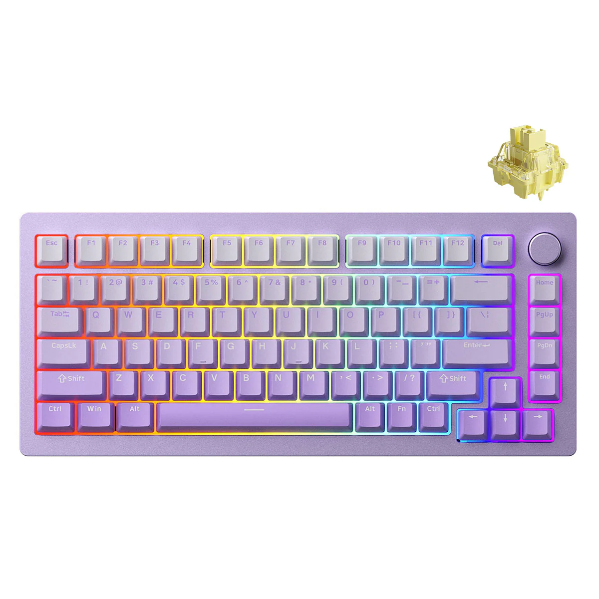 MonsGeek M1W V3 Aluminum Case Multi-Mode RGB Hot-Swappable Mechanical Keyboard (Purple) (V3 Cream Yellow Pro Switch) - Image 6