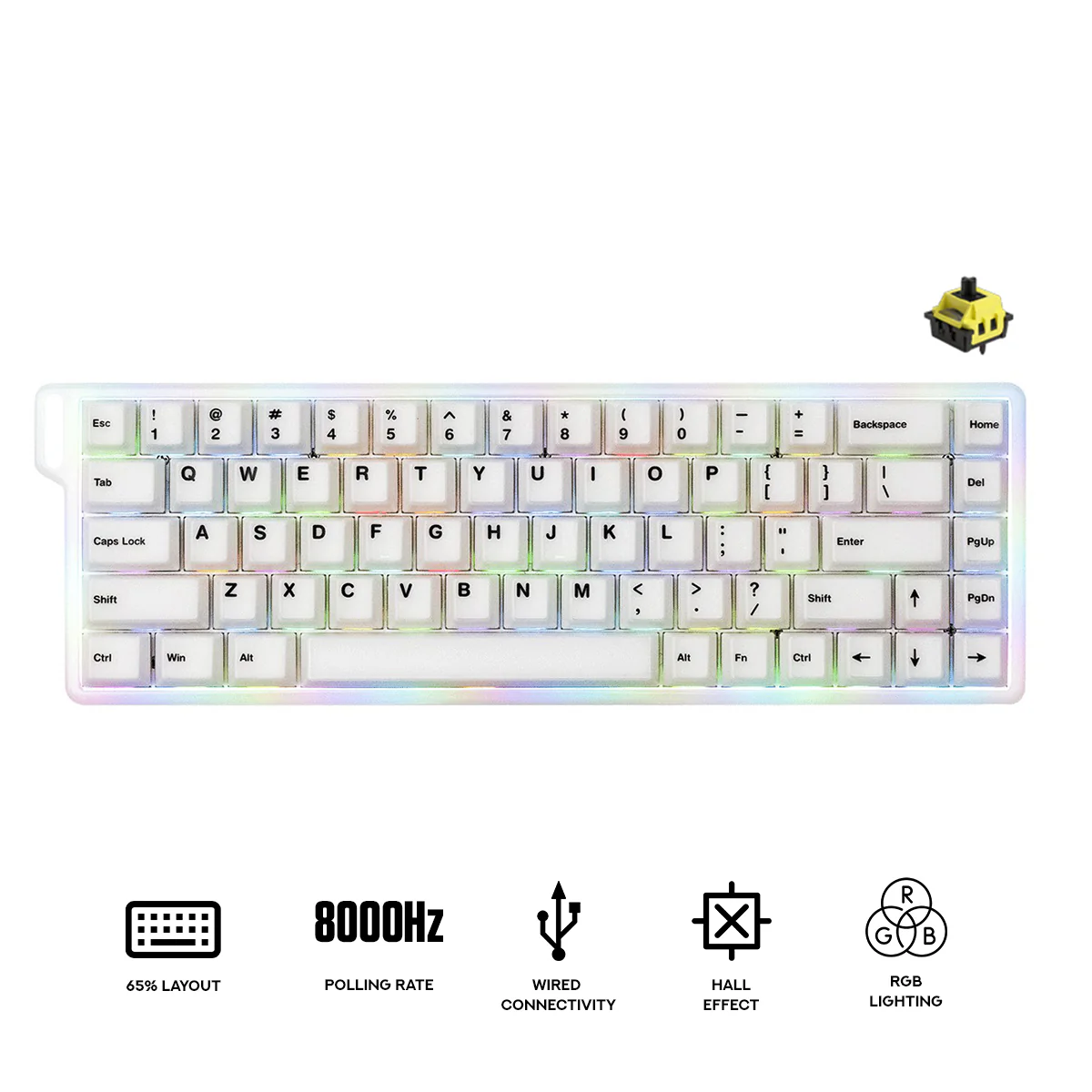 MonsGeek Verve 68 HE Wired RGB Magnetic Keyboard (Misty White) (Akko Flash Magnetic Switch) (101-VEVEB-000)