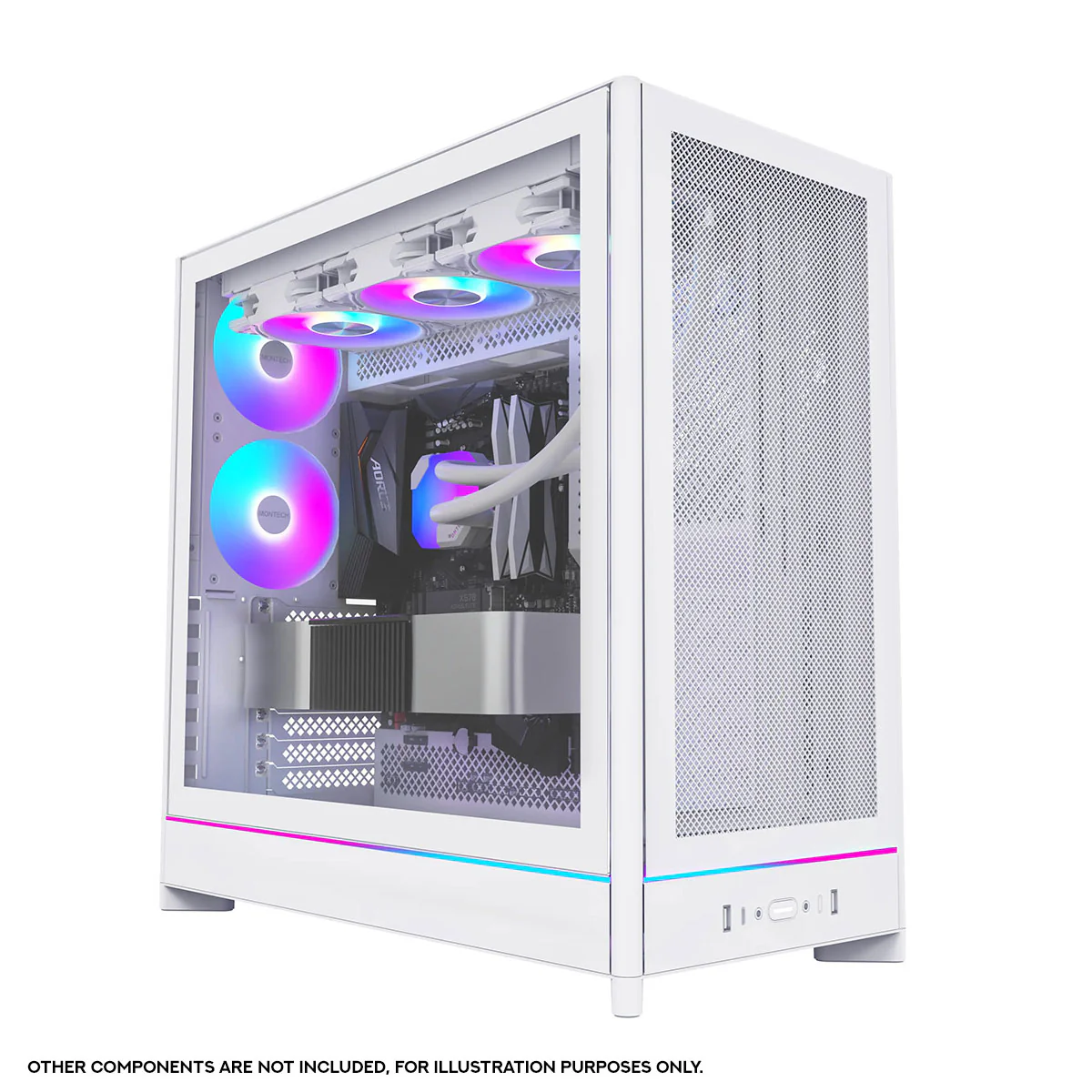 Montech HS01 Pro ATX Mid-Tower Mesh Front & TG Side Panel PC Case (Black, White) - Image 10