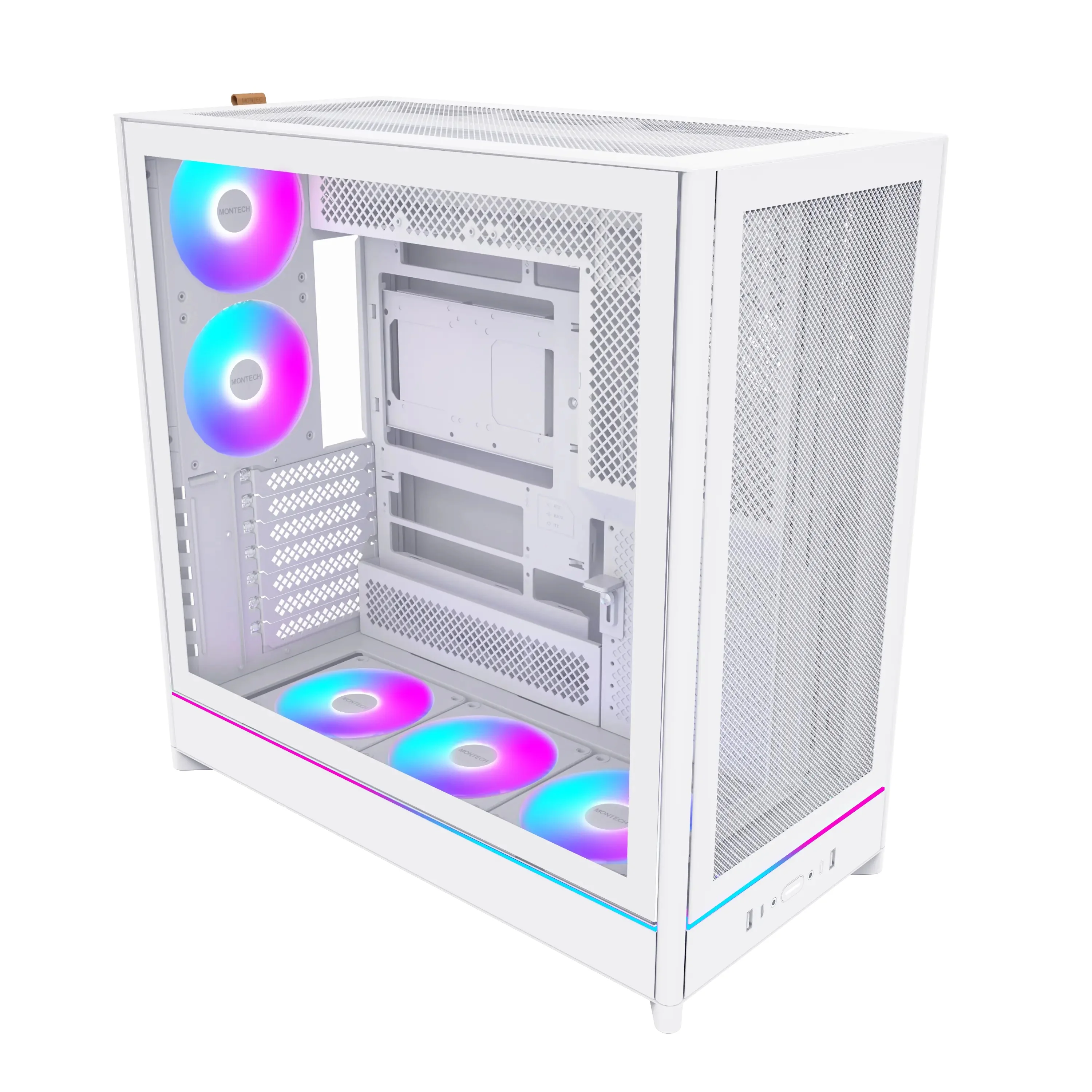 Montech HS01 Pro ATX Mid-Tower Mesh Front & TG Side Panel PC Case (Black, White) - Image 11