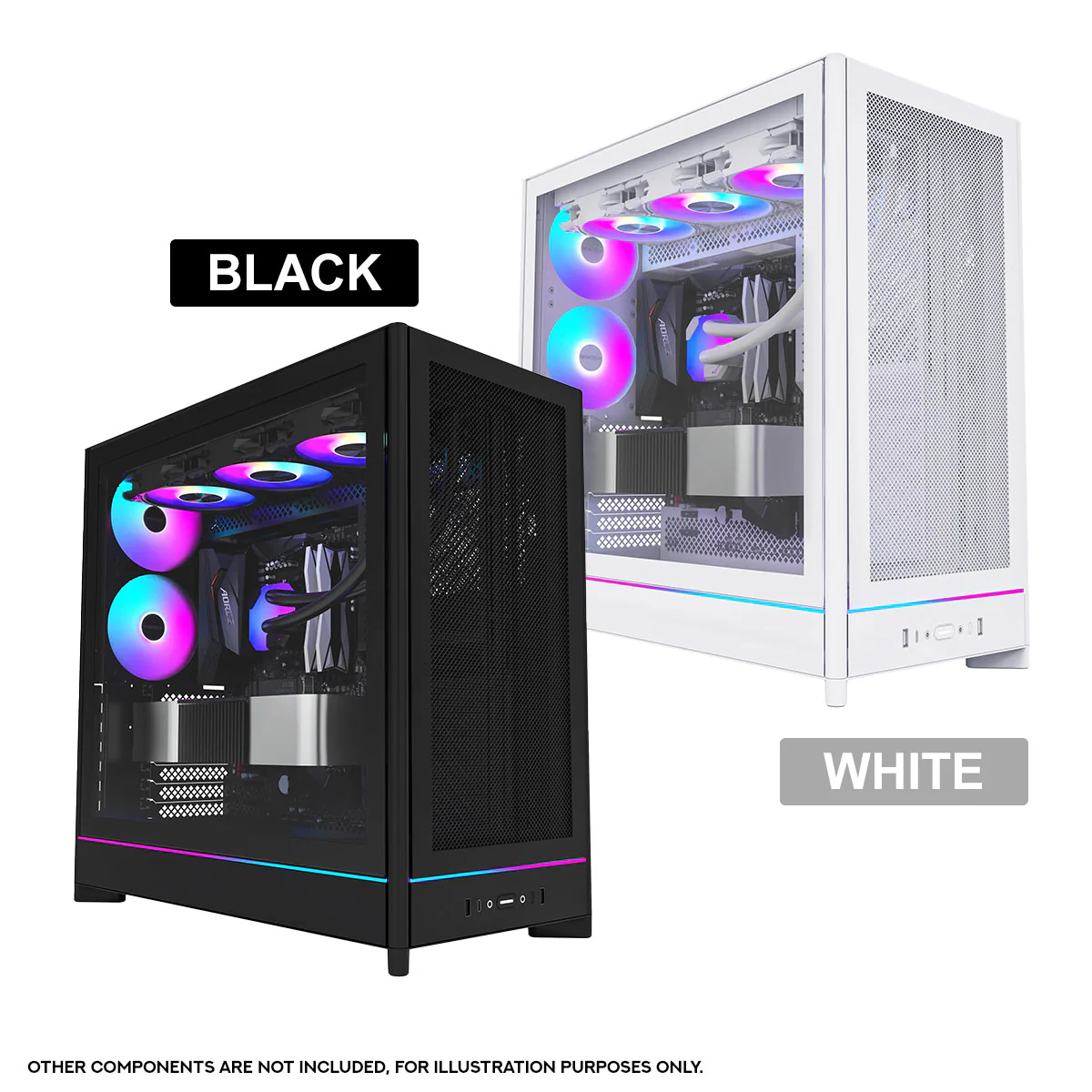Montech HS01 Pro ATX Mid-Tower Mesh Front & TG Side Panel PC Case (Black, White) - Image 18